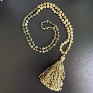 Satya Jewelry moss agate Mala necklace